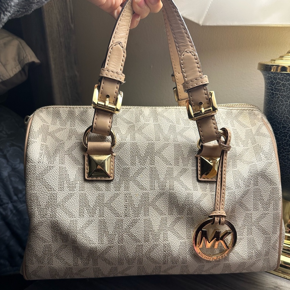 Michael Kors Beige and Brown Satchel